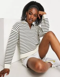 Urban Revivo Stripe Jumper In Black And White For Women Multi -Urban Revivo Sales unnamed file 1043