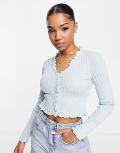 Urban Revivo Ribbed Cardigan In Light Blue For Women -Urban Revivo Sales unnamed file 1047