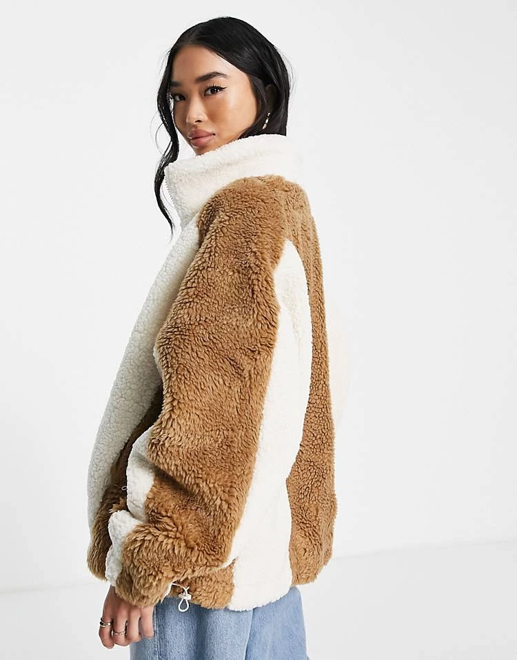 Urban Revivo Zip Front Fleece In Beige For Women 4 Urban Revivo Zip Front Fleece In Beige For Women - Image 2