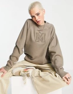 Urban Revivo Slogan Print Sweatshirt In Stone For Women