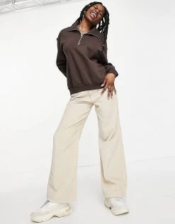 Urban Revivo Zip Front Sweatshirt In Brown For Women -Urban Revivo Sales unnamed file 1091