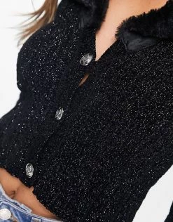 Urban Revivo Faux Fur Trim Knitted Cardigan In Black For Women -Urban Revivo Sales unnamed file 1096