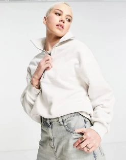 Urban Revivo Zip Front Sweatshirt In White For Women -Urban Revivo Sales unnamed file 1103