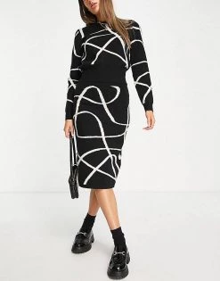 Urban Revivo Knitted Co-ord Set In Black