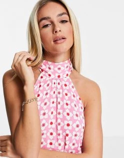Urban Revivo Halterneck Midi Dress In Pink Geomeric Print For Women Pink Print -Urban Revivo Sales unnamed file 112