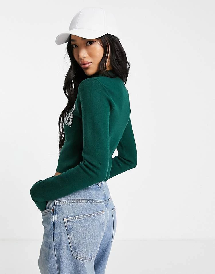Urban Revivo Slogan Knitted Jumper In Green For Women 4 Urban Revivo Slogan Knitted Jumper In Green For Women - Image 2