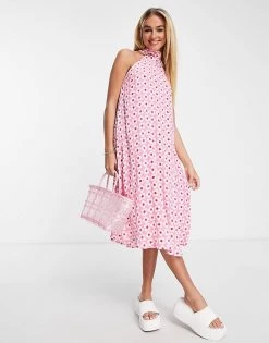 Urban Revivo Halterneck Midi Dress In Pink Geomeric Print For Women Pink Print -Urban Revivo Sales unnamed file 114