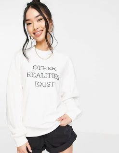 Urban Revivo Slogan Sweatshirt In White For Women
