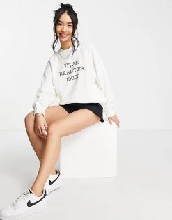 Urban Revivo Slogan Sweatshirt In White For Women -Urban Revivo Sales unnamed file 1150