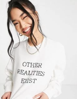 Urban Revivo Slogan Sweatshirt In White For Women -Urban Revivo Sales unnamed file 1151