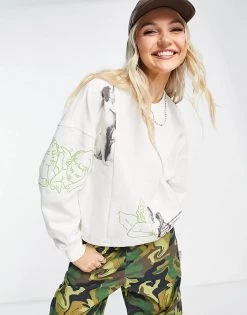 Urban Revivo Graphic Print Sweatshirt In White For Women -Urban Revivo Sales unnamed file 1155