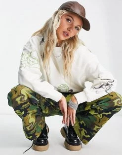 Urban Revivo Graphic Print Sweatshirt In White For Women -Urban Revivo Sales unnamed file 1156