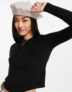 Urban Revivo Fitted Ribbbed Cardigan In Black For Women