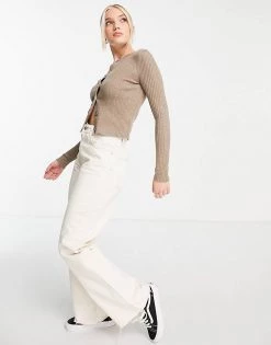 Urban Revivo Fitted Ribbbed Cardigan In Beige For Women -Urban Revivo Sales unnamed file 1201