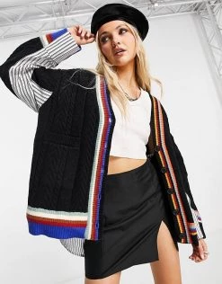 Urban Revivo Oversized Cardigan With Tipping In Multi For Women Multi-color -Urban Revivo Sales unnamed file 1212