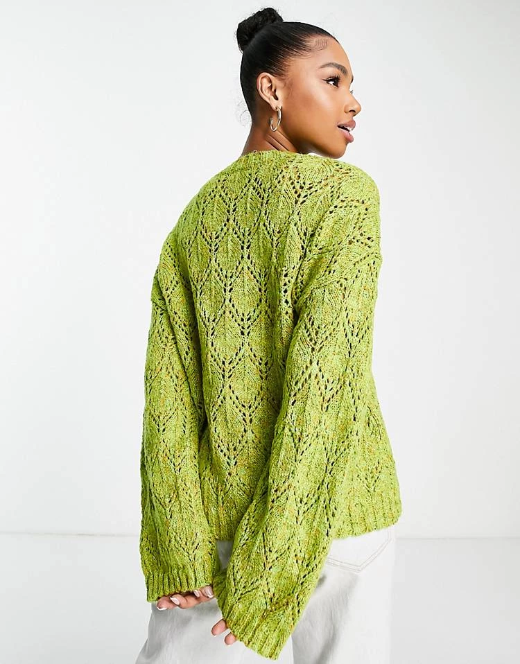 Urban Revivo Pointelle Knitted Jumper In Green For Women 4 Urban Revivo Pointelle Knitted Jumper In Green For Women - Image 2
