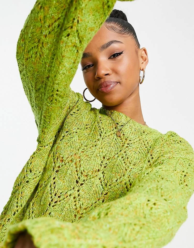 Urban Revivo Pointelle Knitted Jumper In Green For Women 5 Urban Revivo Pointelle Knitted Jumper In Green For Women - Image 3