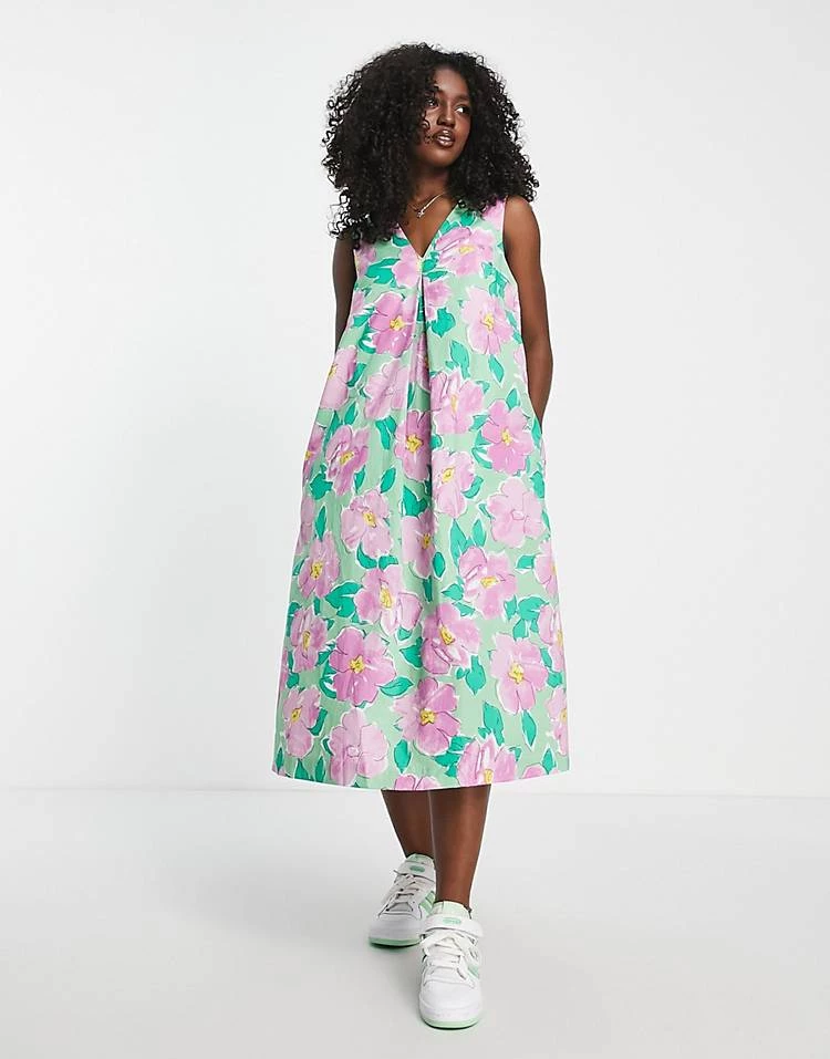 Urban Revivo Trapeze Midi Dress In Pink Floral Print For Women Multi 6 Urban Revivo Trapeze Midi Dress In Pink Floral Print For Women Multi - Image 4