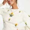 Urban Revivo Floral Print Knitted Jumper In Beige For Women -Urban Revivo Sales unnamed file 1233