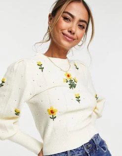 Urban Revivo Floral Print Knitted Jumper In Beige For Women -Urban Revivo Sales unnamed file 1235