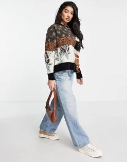 Urban Revivo Patchwork Knitted Jumper In Multi For Women -Urban Revivo Sales unnamed file 1250