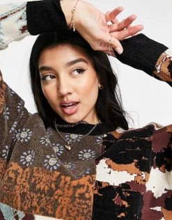 Urban Revivo Patchwork Knitted Jumper In Multi For Women -Urban Revivo Sales unnamed file 1251