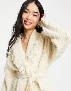 Urban Revivo Fringe Detail Cardigan In White For Women -Urban Revivo Sales unnamed file 1276