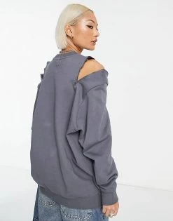 Urban Revivo Zip Detail Oversize Sweatshirt In Grey For Women -Urban Revivo Sales unnamed file 1285