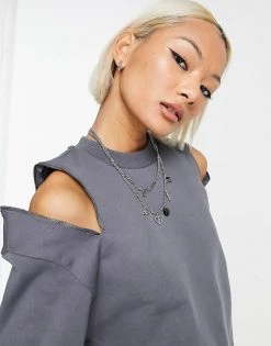 Urban Revivo Zip Detail Oversize Sweatshirt In Grey For Women -Urban Revivo Sales unnamed file 1287