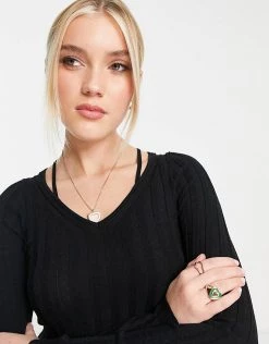 Urban Revivo Long Sleeve Knitted Top In Black For Women -Urban Revivo Sales unnamed file 1295