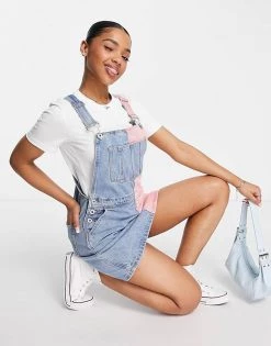 Urban Revivo Colour Block Dungaree Dress In Blue And Pink For Women Multi -Urban Revivo Sales unnamed file 13