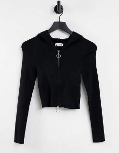 Urban Revivo Zip Front Hoodie In Black For Women -Urban Revivo Sales unnamed file 1322