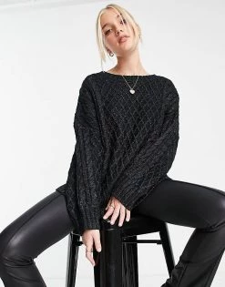 Urban Revivo Cable Knitted Jumper In Black For Women -Urban Revivo Sales unnamed file 1327