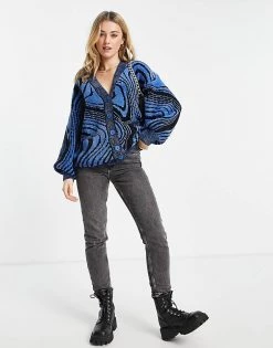 Urban Revivo Oversized Cardigan In Blue For Women -Urban Revivo Sales unnamed file 1331