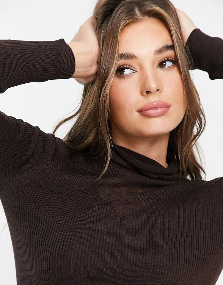 Urban Revivo Knitted Roll Neck Jumper In Brown For Women 5 Urban Revivo Knitted Roll Neck Jumper In Brown For Women - Image 3