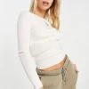 Urban Revivo Round Neck Fine Knit Jumper In Off White For Women -Urban Revivo Sales unnamed file 1343