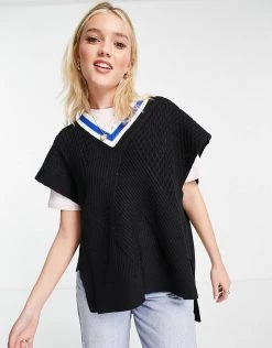 Urban Revivo Varsity Knitted Vest In Blue For Women -Urban Revivo Sales unnamed file 1361