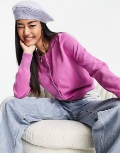 Urban Revivo Round Neck Cardigan In Purple For Women -Urban Revivo Sales unnamed file 1367