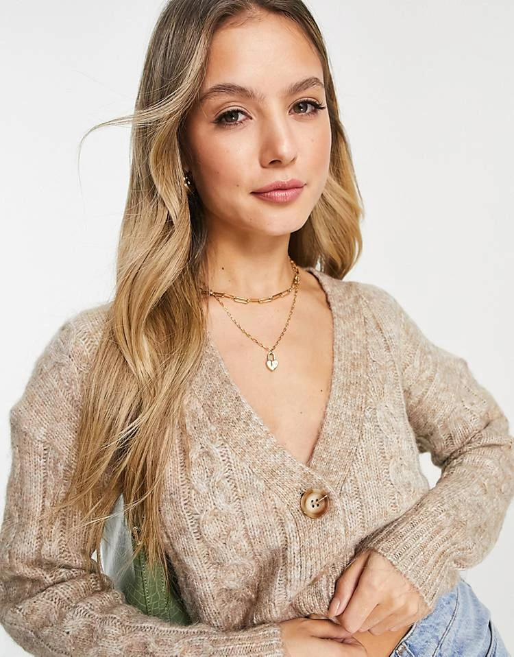 Urban Revivo Cable Knit Cardigan In Beige For Women 3 Urban Revivo Cable Knit Cardigan In Beige For Women