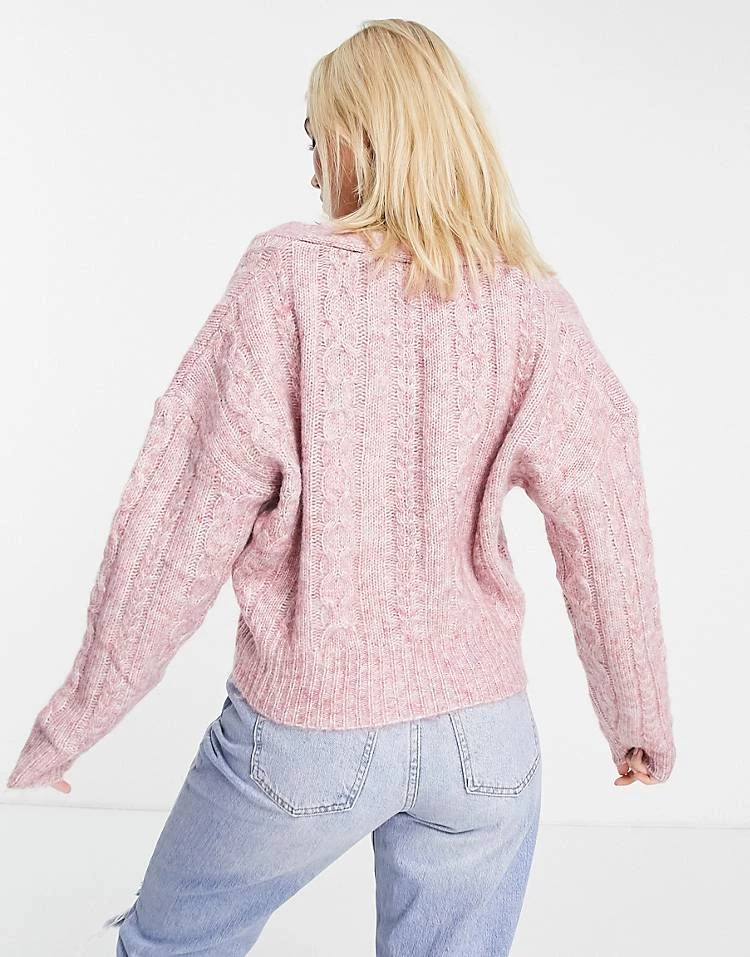 Urban Revivo Cable Knit Cardigan In Pink For Women 4 Urban Revivo Cable Knit Cardigan In Pink For Women - Image 2