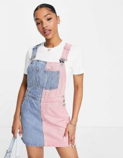 Urban Revivo Colour Block Dungaree Dress In Blue And Pink For Women Multi -Urban Revivo Sales unnamed file 14