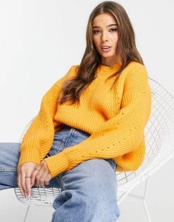 Urban Revivo Knitted Jumper In Orange For Women Apricot