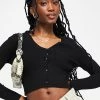 Urban Revivo V Neck Cropped Ribbed Cardigan In Black For Women -Urban Revivo Sales unnamed file 1438