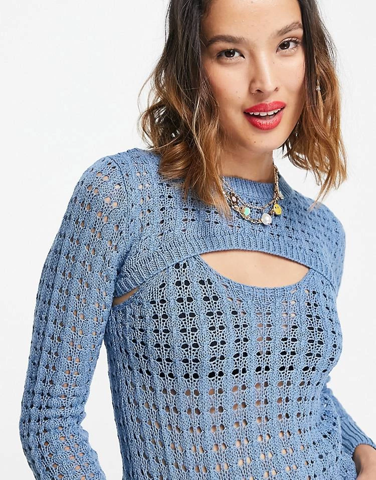 Urban Revivo Cut Out Detail Knitted Jumper In Blue For Women 3 Urban Revivo Cut Out Detail Knitted Jumper In Blue For Women
