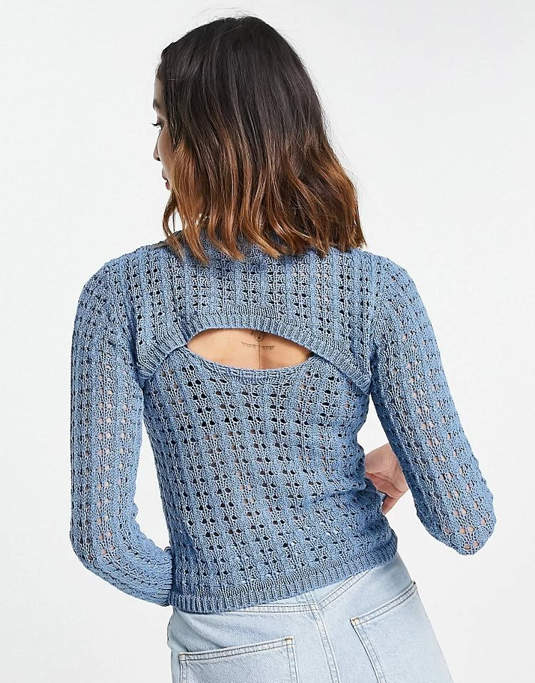 Urban Revivo Cut Out Detail Knitted Jumper In Blue For Women 4 Urban Revivo Cut Out Detail Knitted Jumper In Blue For Women - Image 2