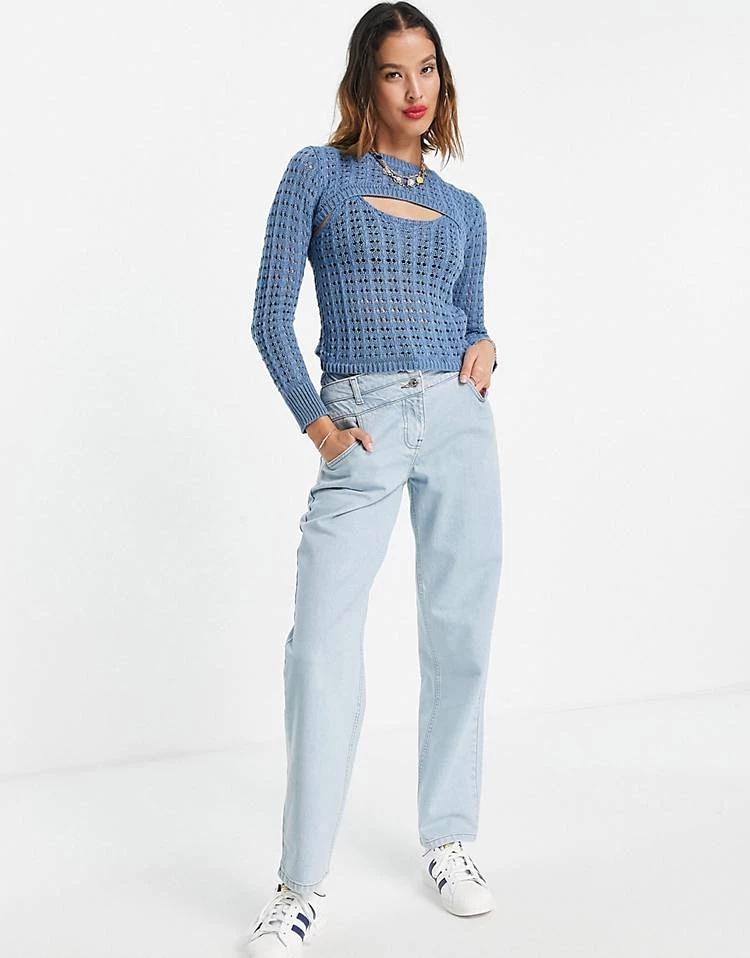 Urban Revivo Cut Out Detail Knitted Jumper In Blue For Women 6 Urban Revivo Cut Out Detail Knitted Jumper In Blue For Women - Image 4