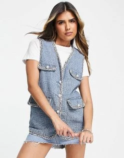 Urban Revivo Denim Vest In Blue For Women -Urban Revivo Sales unnamed file 1491