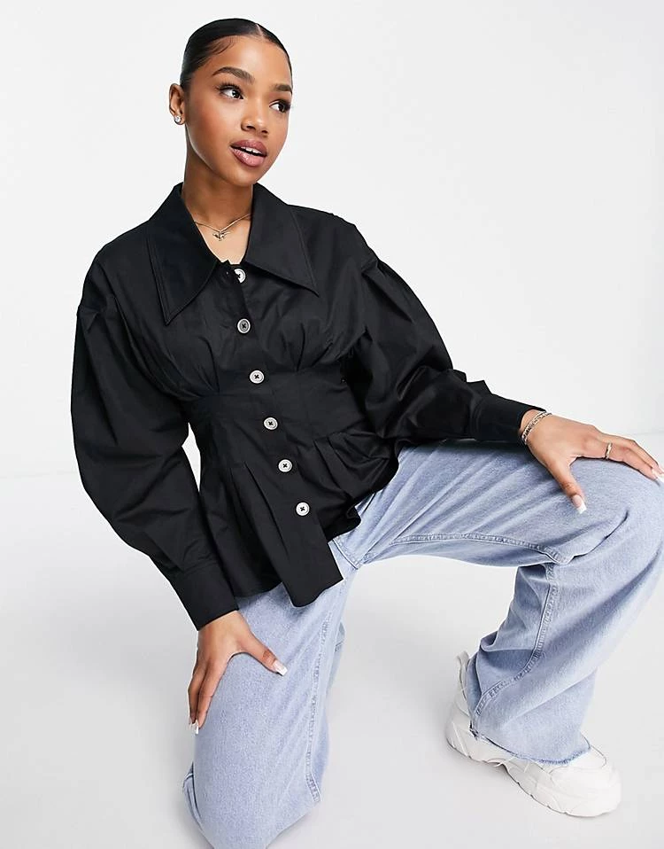 Urban Revivo Cinched Waisted Jacket In Black For Women 5 Urban Revivo Cinched Waisted Jacket In Black For Women - Image 3