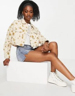 Urban Revivo Denim Jacket In Yellow Floral Print For Women -Urban Revivo Sales unnamed file 1501