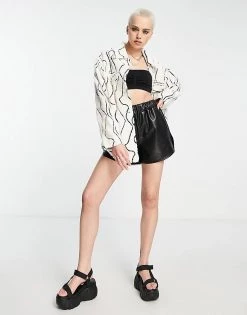 Urban Revivo Printed Shacket In White For Women